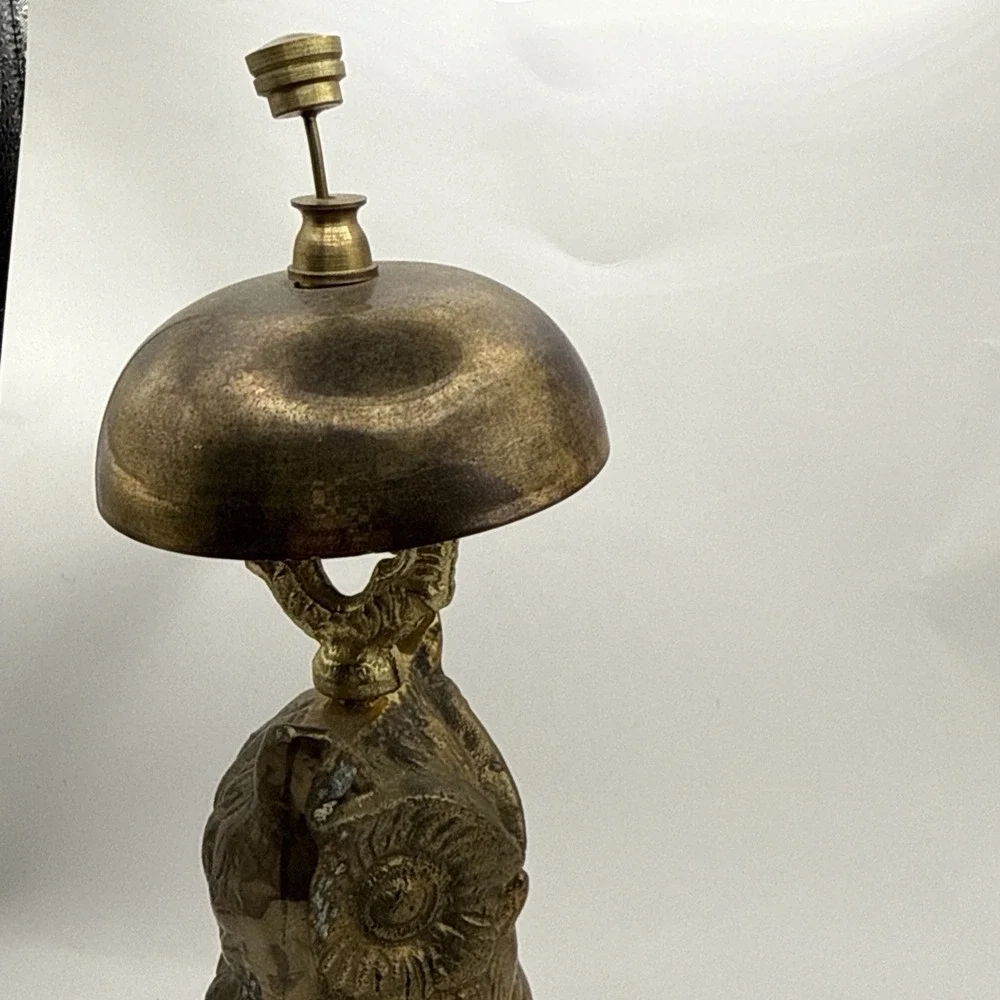 Vintage Brass Owl Service Bell Figural Concierge Hotel General Store Counter
